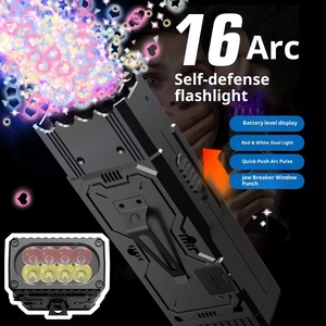 Lampe torche tactique à 16 arcs pour l'autodéfense, LED rechargeable par USB, portable, double lumière rouge et blanche, utilisation en cas d'urgence - Product Image 1