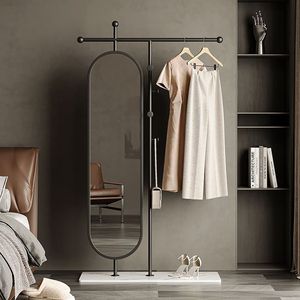 <span class=keywords><strong>Perchero</strong></span> Metálico Simple con Espejo Giratorio de Cuerpo Entero, Multifuncional para Dormitorio y <span class=keywords><strong>Entrada</strong></span> Interior - Product Image 4