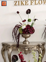 Arrangement floral artificiel d'hortensia bordeaux et d'anthurium, bouquet de fleurs artificielles de lys calla rouge foncé pour la décoration de la maison, des mariages et des fêtes