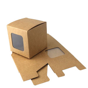 Caja de Embalaje de Papel Kraft Reciclable con Logotipo Personalizado al por Mayor, con Ventana de PVC - Product Image 1