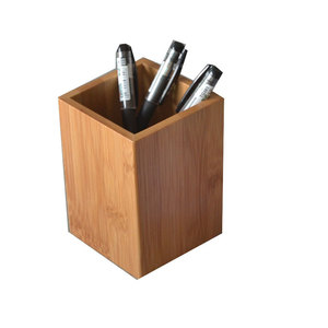 Bamboo Wood <b>Pen</b> Holder Square 8x8x11cm Storage <b>Box</b> For Desk Organizing - Product Image 4