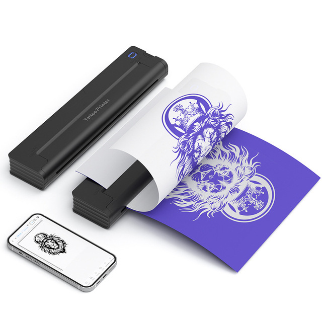 Tattoo Transfer Machine Portable A4 for Bluetooth Wireless USB Document Printer Matte Realistic with Thermal Inkless in Stock