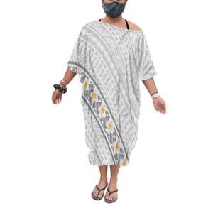 Neues schulterfreies Damen-Poncho-Kleid in Einheitsgröße mit polynesischem Print, Fledermausärmel-Shirt, individuelles, lockeres Damen-Poncho-Oberteil in freier Größe - Product Image 6