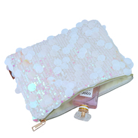 Pochette de maquillage personnalisée avec logo, paillettes scintillantes, luxe, paillettes irisées, sac cadeau de beauté cosmétique