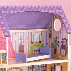Hochwertiges Holz spielzeug haus mit niedrigem MOQ gibt vor, majestätisches Herrenhaus zu spielen lol Puppenhaus für den Großhandel mit 10 Mini-Möbeln