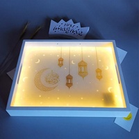 Eid Geschenk Aufbewahrung sbox Party Dekoration Islam Muslim Party liefert Geschenk LED Ramadan Eid Essen Serviert ablett Holz Dessert teller