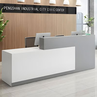 Bureau d'accueil élégant en laque blanche, comptoir moderne sur mesure pour bureau, salon de beauté, caisse, hôtel, hall, bar