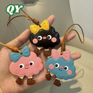 QY Premium Genuine Leather Cloud <b>Bag</b> <b>Charm</b> Keychain Elegant Handbag Pendant Fashion Gift for Women - Product Image 1