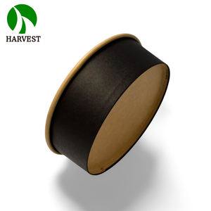 Bols à salade ronds écologiques biodégradables en papier kraft noir jetable de 24oz 32oz - Product Image 2