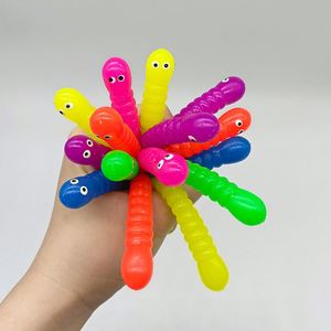 Jouet anti-stress personnalisé - Jouets en TPR en forme de chenille colorée, pour soulager le stress et la tension, adorables jouets en gel souple à tirer - Product Image 2