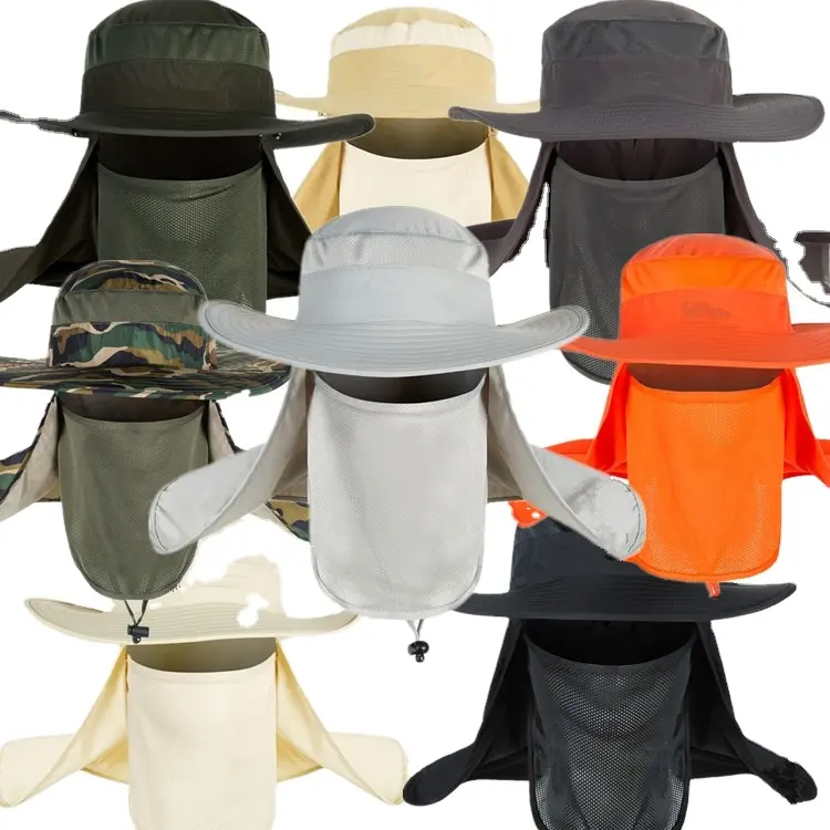 Yüksek kaliteli açık kamp balıkçılık turuncu kova şapka UV koruma boyun gölge flep şapka kap dize ile hızlı kuru güneş şapkası