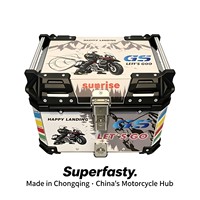 Coffre de moto en aluminium étanche personnalisé, durable, verrouillable, pour le tourisme en extérieur, 55L, anti-poussière, léger, universel