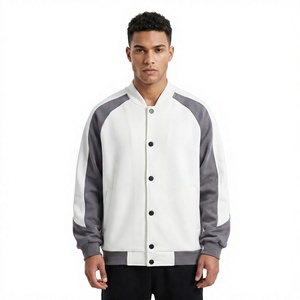 Chaqueta Varsity de Lana Personalizada, Corte Ajustado, con Bordado Vintage, Diseño de Béisbol en Gris Metálico y Blanco - Product Image 1