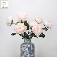 Kedatangan Baru Bunga Peony Buatan PU Berkualitas Tinggi Tangkai Tunggal 62cm Sentuhan Realistis 12cm Merah Muda Muda Merah Segar Dekorasi Pernikahan