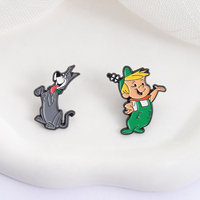 Alfileres esmaltados animados de comedia de dibujos animados, broches de Metal de perro gris con personaje de Anime, insignia de solapa, accesorios de joyería, regalos para amigos