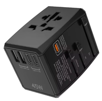 Nouvel adaptateur de voyage compact UNI réglable 45W, charge rapide, prise multifonctionnelle conçue pour les voyages légers et l'usage quotidien