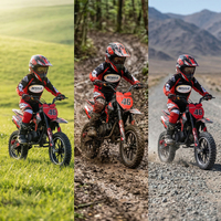 Mini moto cross 49cc à suspension inversée, double échappement, moteur 2 temps refroidi par air, transmission par chaîne, 40 km/h, moto tout-terrain à essence, roues de 10 pouces