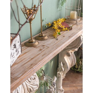Table <span class=keywords><strong>console</strong></span> d'<span class=keywords><strong>entrée</strong></span> en bois de style rétro romain pour la maison, avec base sculptée blanche - Product Image 4