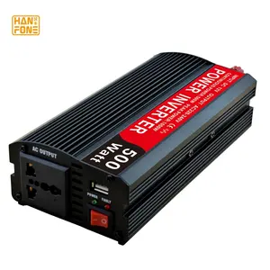 Hanfong adaptor Inverter daya mobil, adaptor Inverter daya mobil 500W 12V DC ke 110V/220V AC dengan Port USB ganda 5V