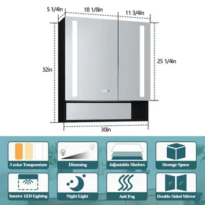 双光源铝框LED浴室镜型号AL-46 - Product Image 3