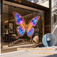 Écran LED transparent à émission frontale haute luminosité P2.6-5.2 pour publicité sur vitrine, visible en plein jour
