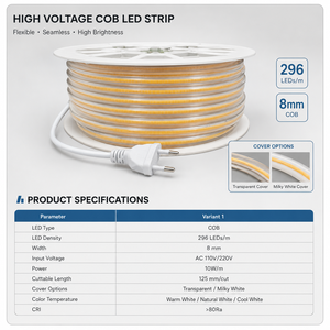 Bande lumineuse <span class=keywords><strong>LED</strong></span> super brillante 220V, 288 <span class=keywords><strong>LED</strong></span>/m, PCB fin de 8 mm, haute densité, <span class=keywords><strong>ruban</strong></span> linéaire flexible <span class=keywords><strong>pour</strong></span> éclairage <span class=keywords><strong>extérieur</strong></span> - Product Image 6