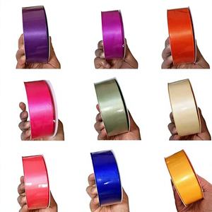 Pita Satin Ramah Lingkungan 1-1/2 Inci 40mm Warna Solid Dua Sisi 100% Poliester untuk Kotak Hadiah, Gulungan 50 Yard, Terlaris - Product Image 1