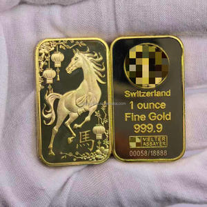 Lingot de cuivre plaqué or 24 carats personnalisé 2026, lingot solide, 12 signes du <span class=keywords><strong>zodiaque</strong></span>, cheval, barre d'or avec numéro de série pour collection - Product Image 4