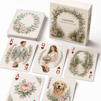 Cartes à jouer personnalisées en aquarelle pour mariage, portrait de couple, jeu de poker, boîte à rabat florale de jardin, cadeau souvenir