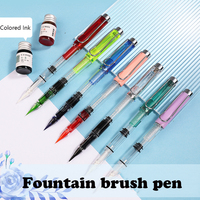 Stylo plume en plastique pour étudiants, pointe de pinceau flexible remplie de piston, fine et large, pour croquis, scrapbooking et calligraphie