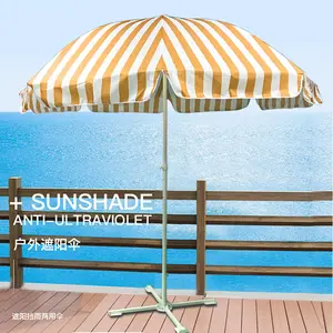 מטריית חוף מטריות חוף חיצוניות עם בסיס עוגן הטיה וחול ובד ציפוי UV קש מטריית חוף בגודל סטנדרטי