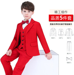Ensemble de costume rouge pour enfants robe de garçon version coréenne performance décontractée fleur enfant petit costume <span class=keywords><strong>manteau</strong></span> costumes de garçon - Product Image 4