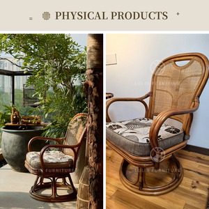 Sillón Giratorio de Ratán Natural Australiano al por Mayor con Cojín, Silla de Comedor de Mimbre Tejida a Mano para Sala de Estar o Balcón - Product Image 5