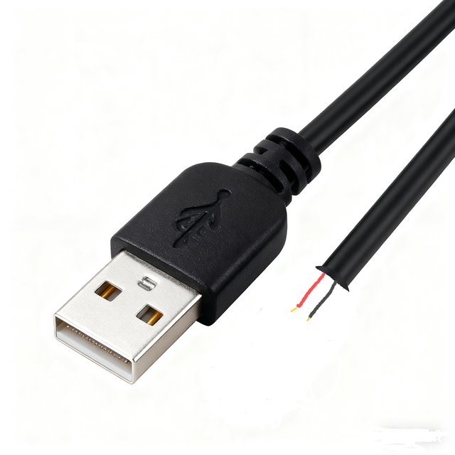 Wholesale Customized 1A USB 2.0 Charging Cable PVC Jacket Male to Bare Open End Pigtail USB to USB Charger Cable
