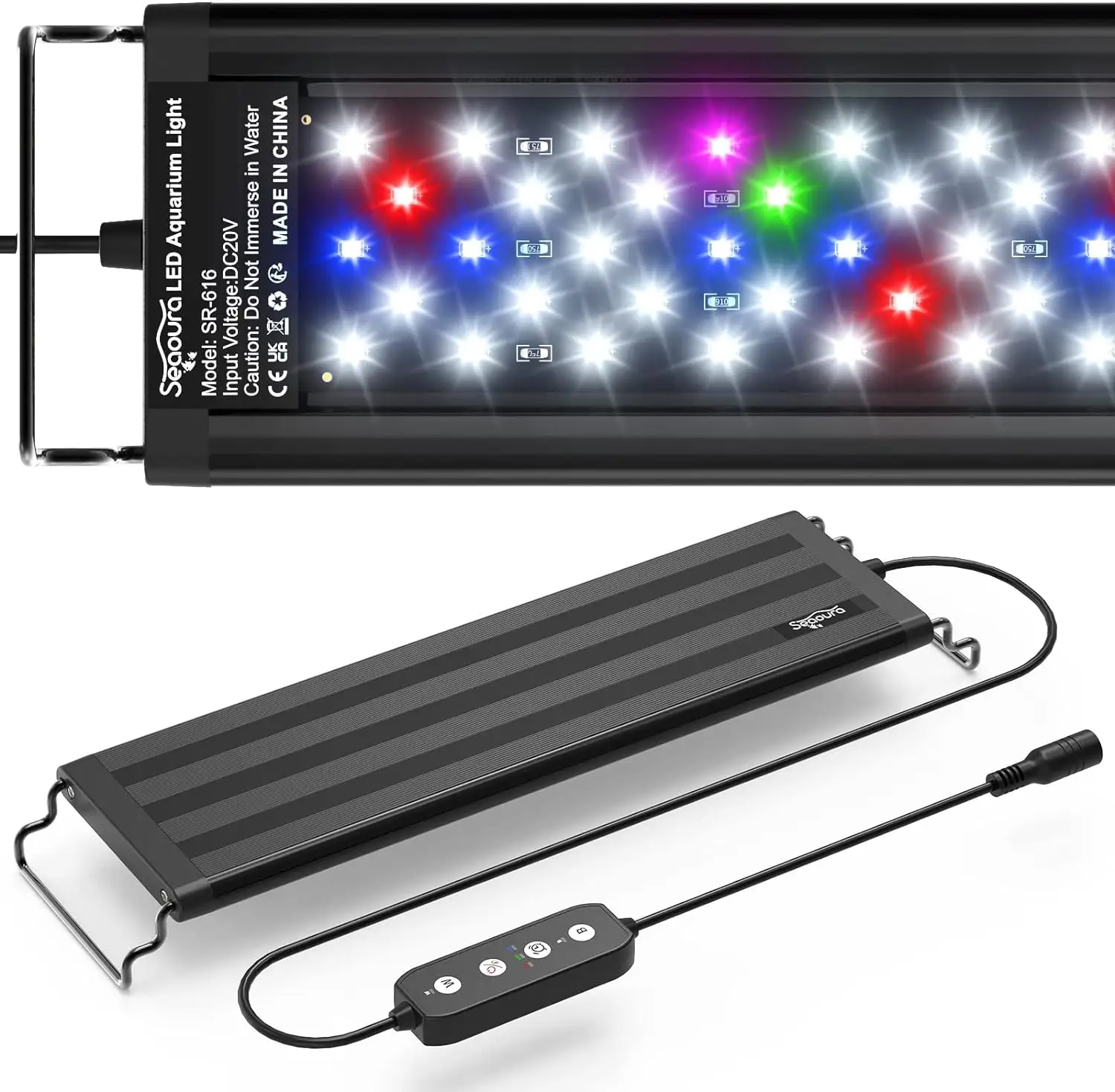 Aquarium Light Multifunktions-Aquarium LED-Licht 24/7 DIY Auto On Off Nacht modus Tages modus Voll spektrum 7 Farben einstellbar