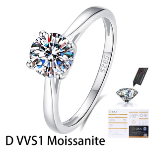 Anillo de Lujo de Moissanita con Corte Brillante de 1ct D VVS1 Certificado por GRA, Venta al por Mayor de Fábrica, Oro Rosa, Plata de Ley S925, Anillo para Mujer - Product Image 1