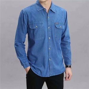Nuovo arrivato 2025 primavera e autunno camicia in Denim per gli uomini manica lunga ampia camicia Casual per gli uomini cappotto sottile - Product Image 1