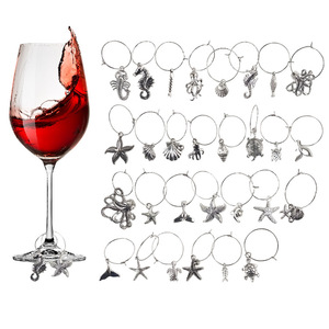 <b>Ocean</b> Theme Wine Glass Charms Metal Reusable Drinkware Accessories for Red Wine Party Identification - Product Image 1