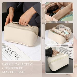 Sacs cosmétiques de voyage personnalisés en cuir PU, pochettes de maquillage portables, trousses de toilette, sacs de rangement pour produits de beauté et de soin, fabrication OEM - Product Image 3