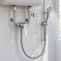 Robinet de douche de salle de bain en acier inoxydable 301 couleur naturelle, chauffage électrique pour douche, mélange eau chaude et froide