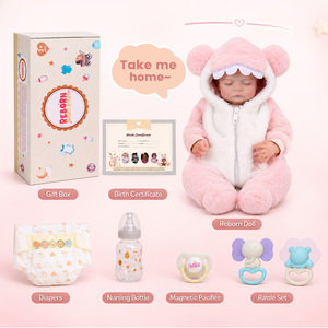 Poupée Reborn Bébé Fille Nouveau-né Noah de 20 Pouces Babeside, Tête en Vinyle, Corps en Tissu, Tenue Requin Rose, Fabricant de Poupées Reborn - Product Image 5