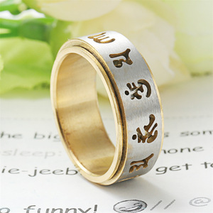 Stainless Steel Rotating <b>Ring</b> Letter Pattern Unisex Jewelry Gift - Product Image 2