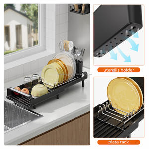 WIREKING Égouttoir à vaisselle multifonctionnel en acier inoxydable sur évier Égouttoir à vaisselle extensible pour armoires de cuisine - Product Image 4