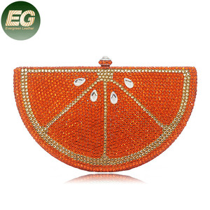 Bolso de Mano LEB1456 con Diseño de Rodajas de Naranja y Diamantes, Brillante, con Pedrería, para Mujer, Bolso de Noche con Cristales - Product Image 1