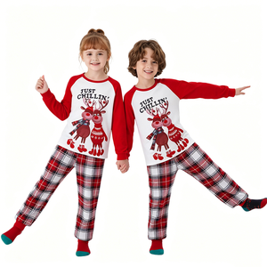 Hongbo Pigiama Natalizio Premium, Produzione all'Ingrosso, Maniche Lunghe, Stampa con Renne per Bambino, Papà, Mamma, Ragazzo - Product Image 3