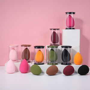 Colorida forma de gota de agua YF137 licuadora de maquillaje Etiqueta Privada base huevo cosmético huevo seco uso húmedo con <span class=keywords><strong>caja</strong></span> transparente - Product Image 6