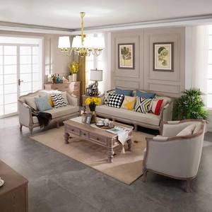 كنبة ريفية في الولايات المتحدة من الكتان منجدة بثلاثة مقاعد كنبة فرنسية كلاسيكية لغرفة المعيشة - Product Image 5