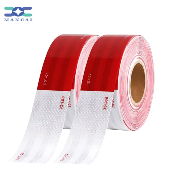 MANCAI 2 inch x 200Feet DOT C2 Reflective Safety Tape Red/White Conspicuity Tape for Vehicles  Trailers