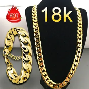 Mode HipHop Herren 18 Karat vergoldet Edelstahl kubanische Glieder kette Halskette für Männer
