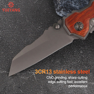 Yueyang Mini Titan Cắm Trại Ngoài Trời sinh Tồn EDC gấp dao tiện ích di động 3Cr13 lưỡi thép không gỉ tay cầm gỗ tự làm - Product Image 3